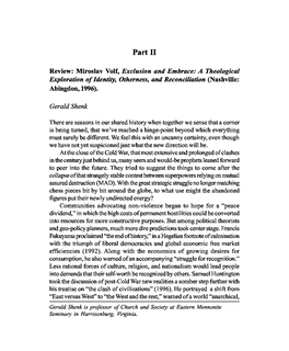 Review: Miroslav Volf, Exclusion and Embrace: a Theological Exploration of Identity, Otherness, and Reconciliation (Nashville: Abingdon, 1996)