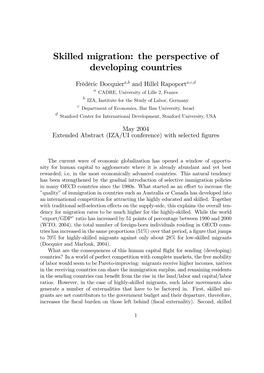 Skilled Migration: the Perspective of Developing Countries