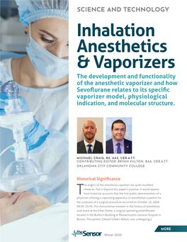 Inhalation Anesthetics & Vaporizers