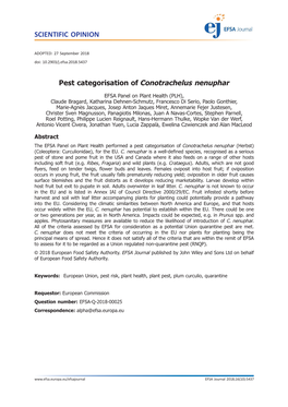 Pest Categorisation of Conotrachelus Nenuphar