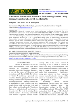 Alternative Fortification Vitamin a for Lactating Mother Using Siomay Sauce Enriched with Red Palm Oil