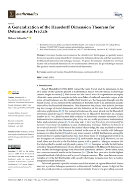 A Generalization of the Hausdorff Dimension Theorem for Deterministic Fractals