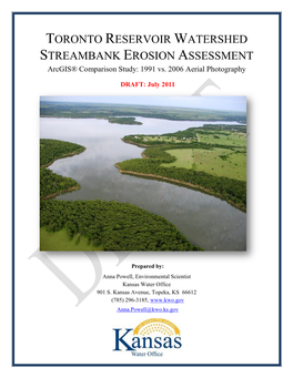 TORONTO RESERVOIR WATERSHED STREAMBANK EROSION ASSESSMENT Arcgis® Comparison Study: 1991 Vs