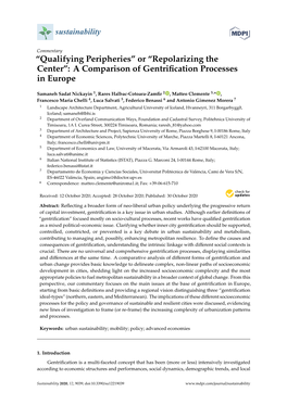 A Comparison of Gentrification Processes in Europe