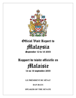 Malaysia Report | Rapport De La Malaisie