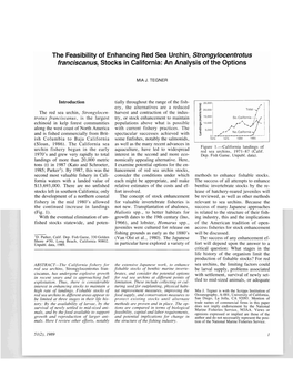 The Feasibility of Enhancing Red Sea Urchin, Strongylocentrotus Franciscanus, Stocks in California: an Analysis of the Options