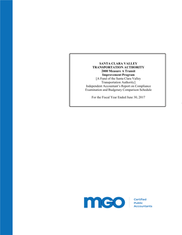 A Fund of the Santa Clara Valley Transportation Authority] Independent Accountant’S Report on Compliance Examination and Budgetary Comparison Schedule