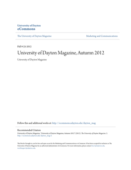 University of Dayton Magazine, Autumn 2012 University of Dayton Magazine