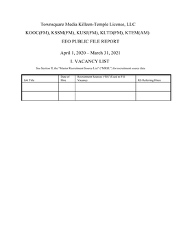 Kltd(Fm), Ktem(Am) Eeo Public File Report