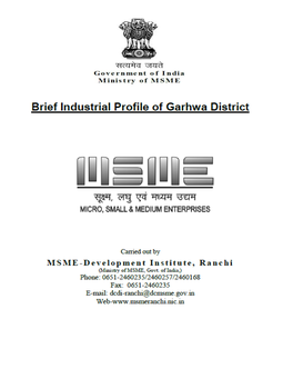 Brief Industrial Profile of Garhwa District