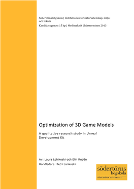 Optimization of 3D Game Models