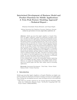 Intertwined Development of Business Model and Product Functions for Mobile Applications: a Twin Peak Feature Modeling Approach