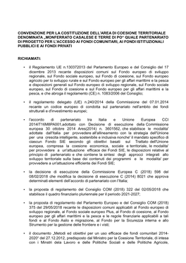 Convenzione Per La Costituzione Dell'area Di Coesione Territoriale