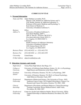 Adam Leventhal CV