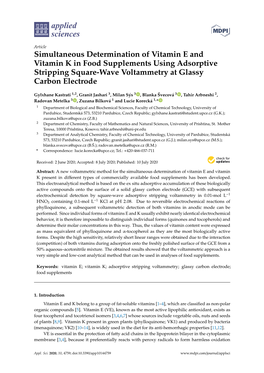 Simultaneous Determination of Vitamin E and Vitamin K in Food Supplements Using Adsorptive Stripping Square-Wave Voltammetry at Glassy Carbon Electrode