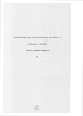 The Political Economy of Industrialisation in Iran, 1973-1978