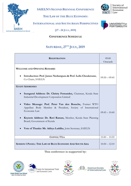 Saieln's Second Biennial Conference the Law of the Blue Economy