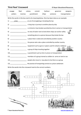 First Fleet Crossword