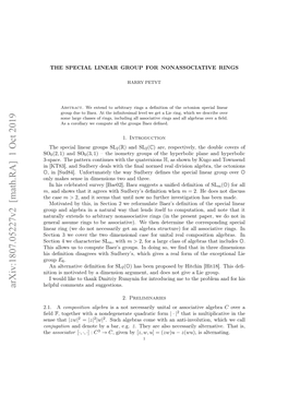 Arxiv:1807.05227V2 [Math.RA] 1 Oct 2019 Conjugation Es That Sense ﬁeld a 2.1