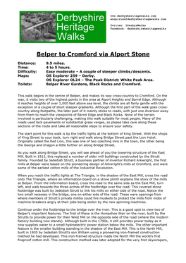Belper to Cromford Via Alport Stone