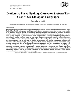 Dictionary Based Spelling Corrector System: the Case of Six Ethiopian Languages