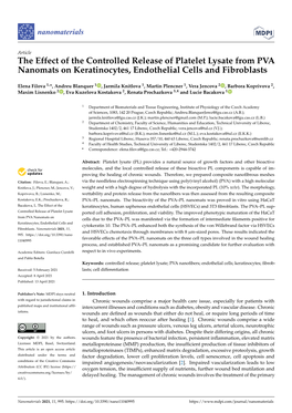 The Effect of the Controlled Release of Platelet Lysate from PVA Nanomats on Keratinocytes, Endothelial Cells and Fibroblasts