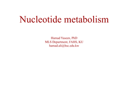 Nucleotide Metabolism