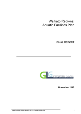 Waikato Regional Aquatic Facilities Plan