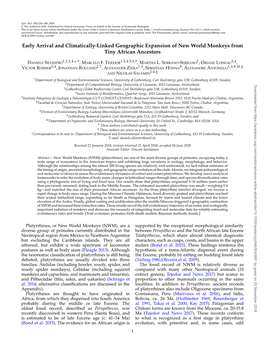 Early Arrival and Climatically-Linked Geographic Expansion of New World Monkeys from Tiny African Ancestors