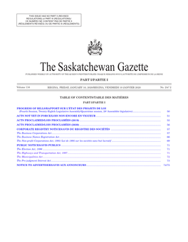 Gazette Part I, January 10, 2020