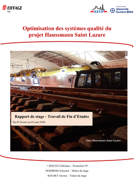 Optimisation Des Systèmes Qualité Du Projet Haussmann Saint Lazare