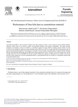 Performance of Lime Kiln Dust As Cementitious Material