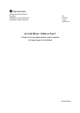 In Cold Blood - Fable Or Fact?