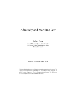 Admiralty and Maritime Law