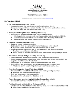 Sermon Discussion Notes