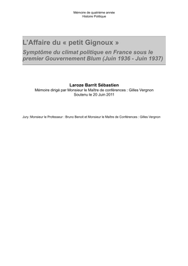 L'affaire Du « Petit Gignoux »