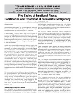 Five Cycles of Emotional Abuse: Codification and Treatment of An