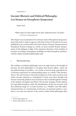 Socratic Rhetoric and Political Philosophy: Leo Strauss on Xenophon’S Symposium