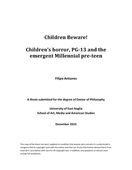 Children's Horror, PG-13 and the Emergent Millennial Pre-Teen