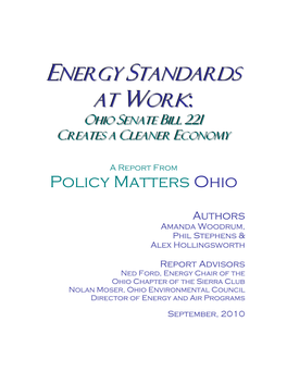 At Work: Ohio Senate Bill 221 Creates a Cleaner Economy Policy Matters Ohio