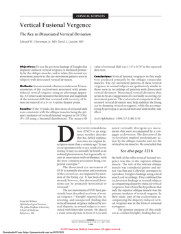 Vertical Fusional Vergence the Key to Dissociated Vertical Deviation