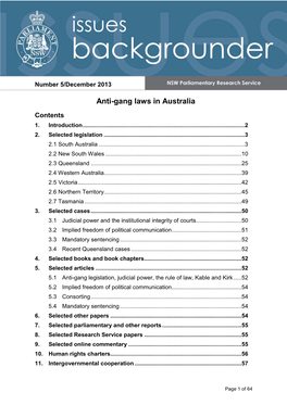 Anti Gang Laws in Australia