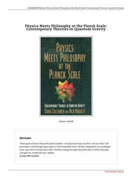 Download Book &gt; Physics Meets Philosophy at the Planck Scale