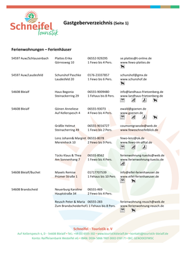 Gastgeberverzeichnis (Seite 1)