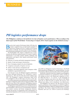 PH Logistics Performance Drops the Philippines Continues to Be Lackluster in Terms of Logistics Sector Performance