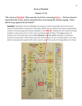 Book of Obadiah Chapter 1:1-21 1 the Vision of Obadiah. Thus Says