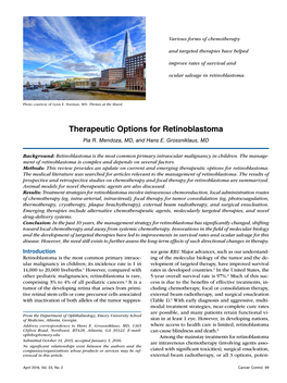 Therapeutic Options for Retinoblastoma Pia R