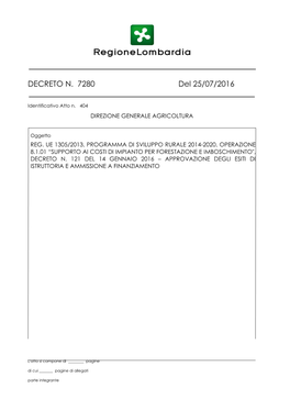 DECRETO N. 7280 Del 25/07/2016