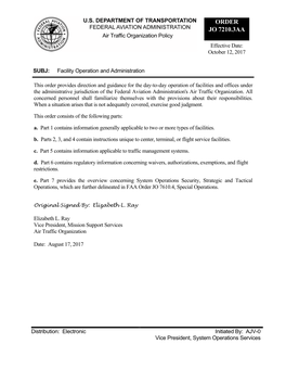 FAA Order JO 7210.3AA, Facility Operation and Administration