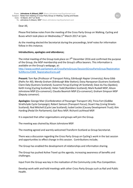 Notes from Meeting of Cross Party Group on Walking, Cycling and Buses Date: 15 March, 2017 at 18:23 To: Johnstone a (Alison), MSP Alison.Johnstone.Msp@Parliament.Scot